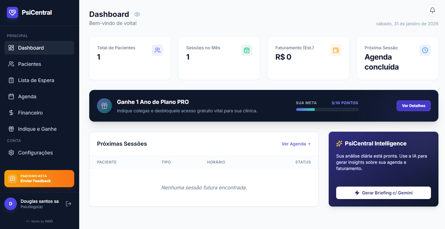 Interface do PsiCentral